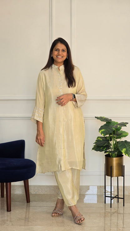 Beige Sitara Tissue Suit