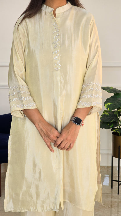 Beige Sitara Tissue Suit - View 5 - PinkTree by Shrutika
