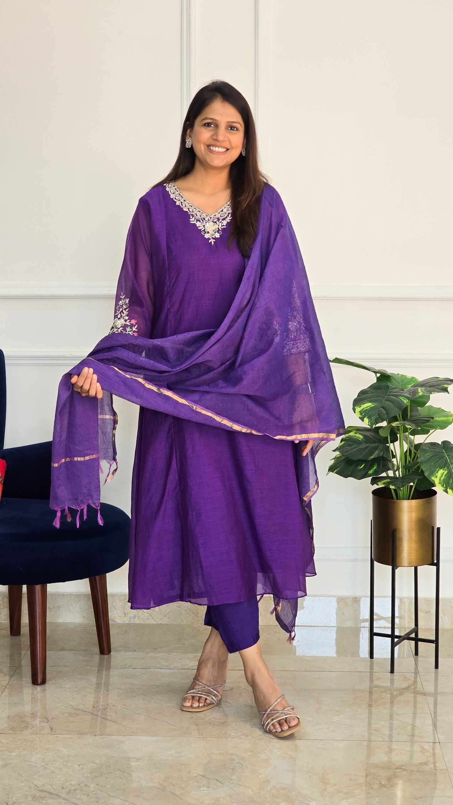 Purple Jalsa Suit Set - View 2 - PinkTree by Shrutika