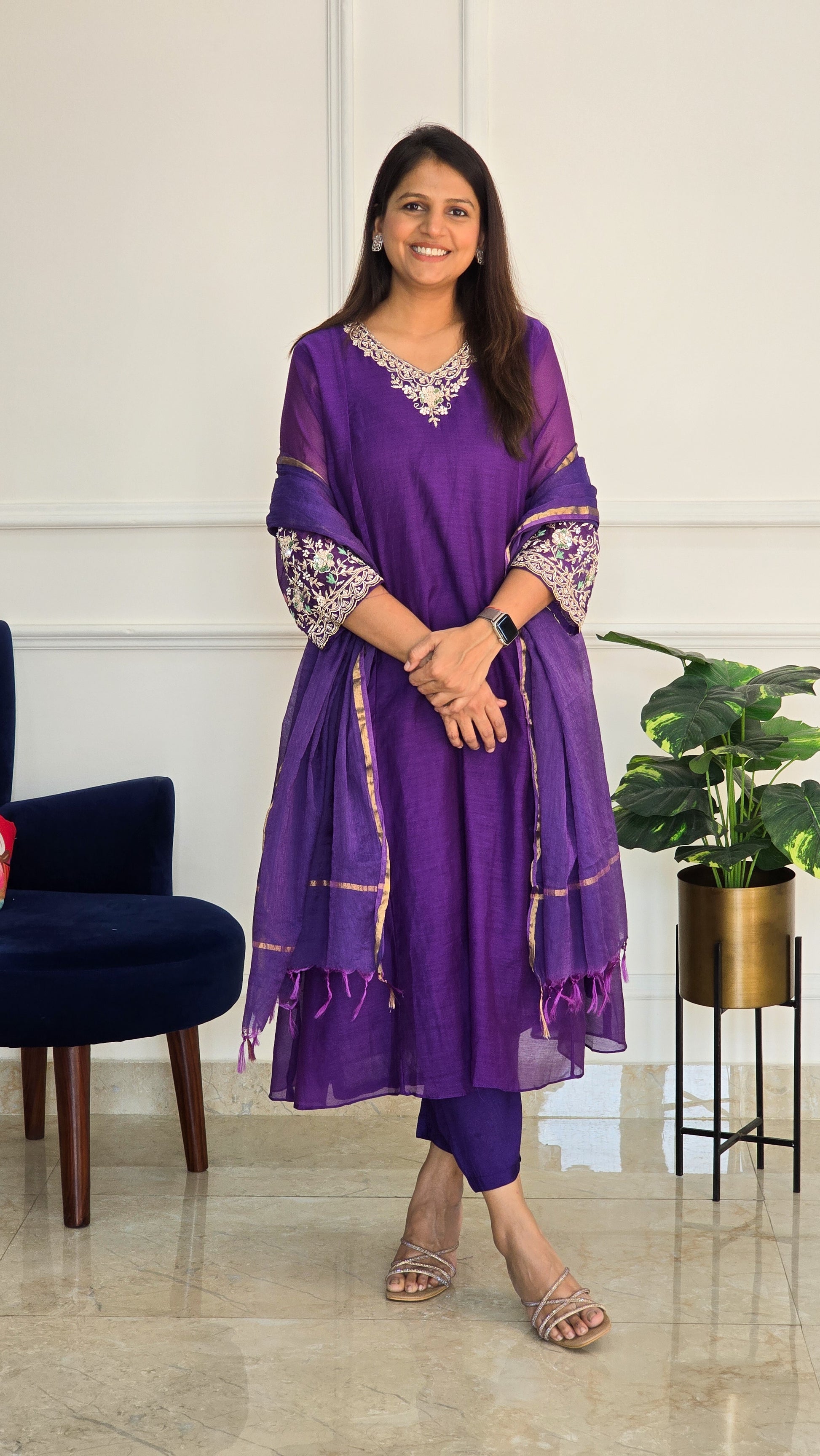 Purple Jalsa Suit Set - View 4 - PinkTree by Shrutika
