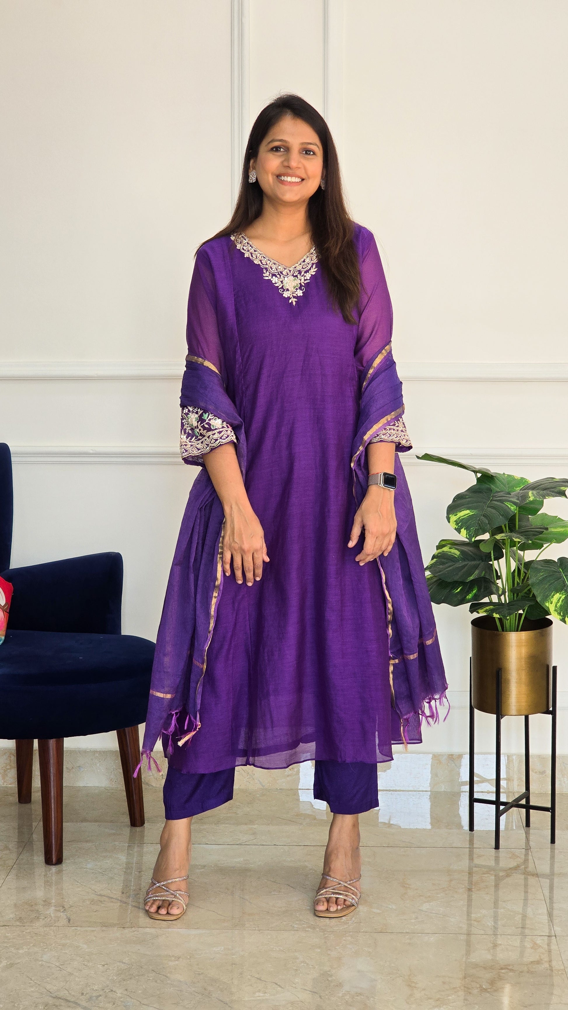 Purple Jalsa Suit Set - View 5 - PinkTree by Shrutika