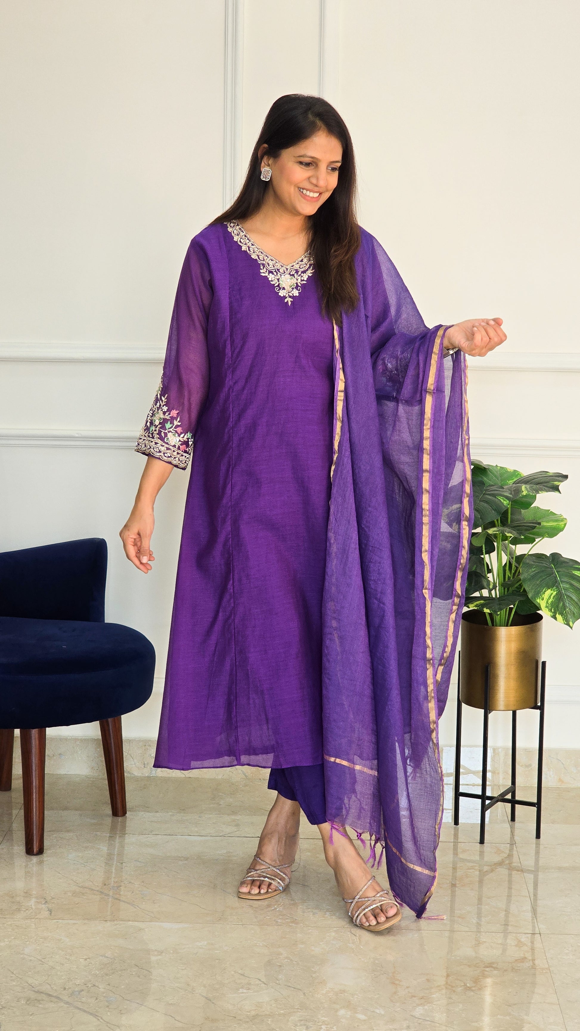 Purple Jalsa Suit Set - View 6 - PinkTree by Shrutika