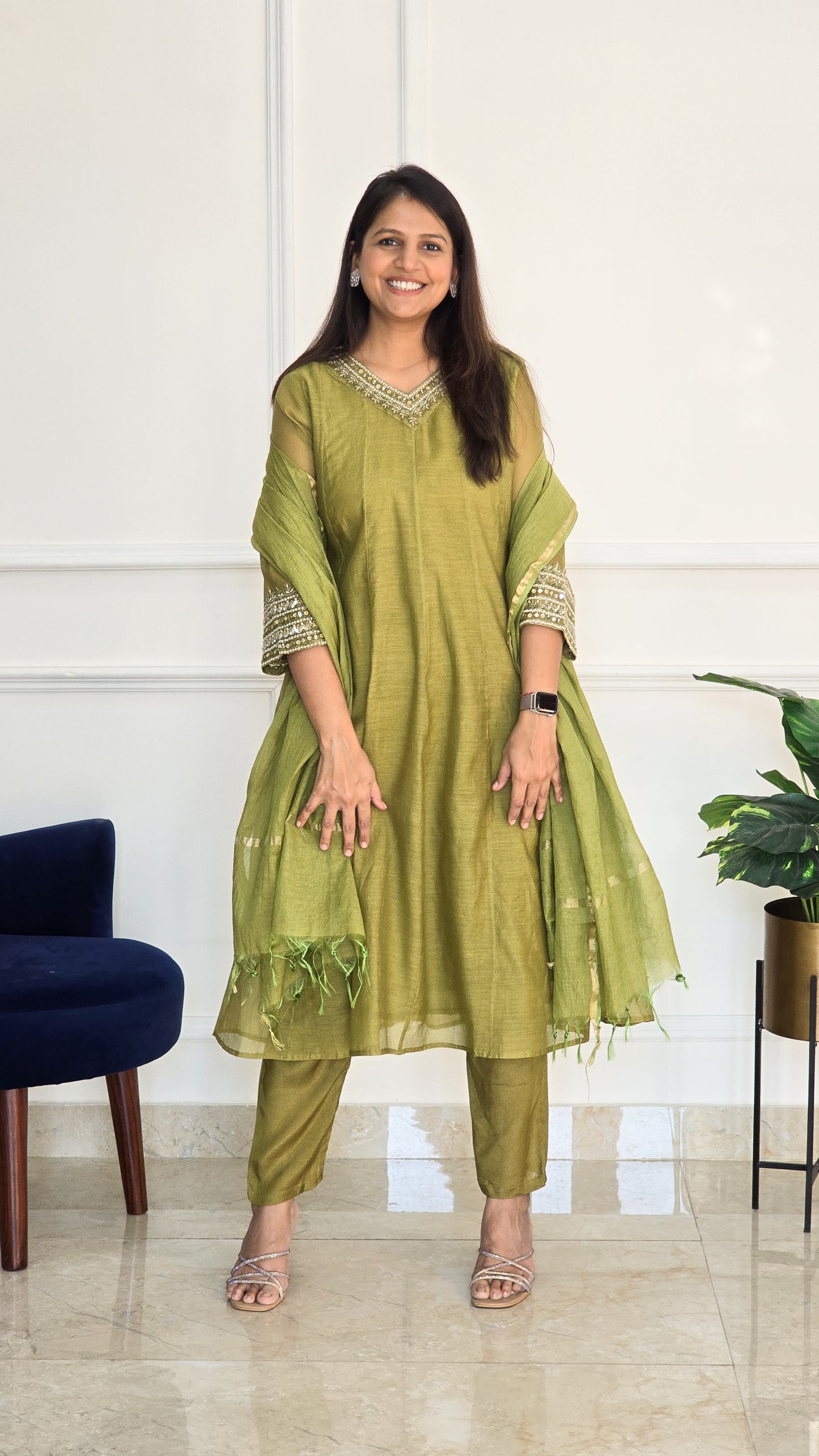 Sage Green Anarkali Suit - View 5 - PinkTree by Shrutika