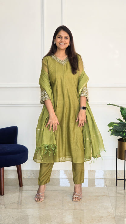 Sage Green Anarkali Suit - View 5 - PinkTree by Shrutika