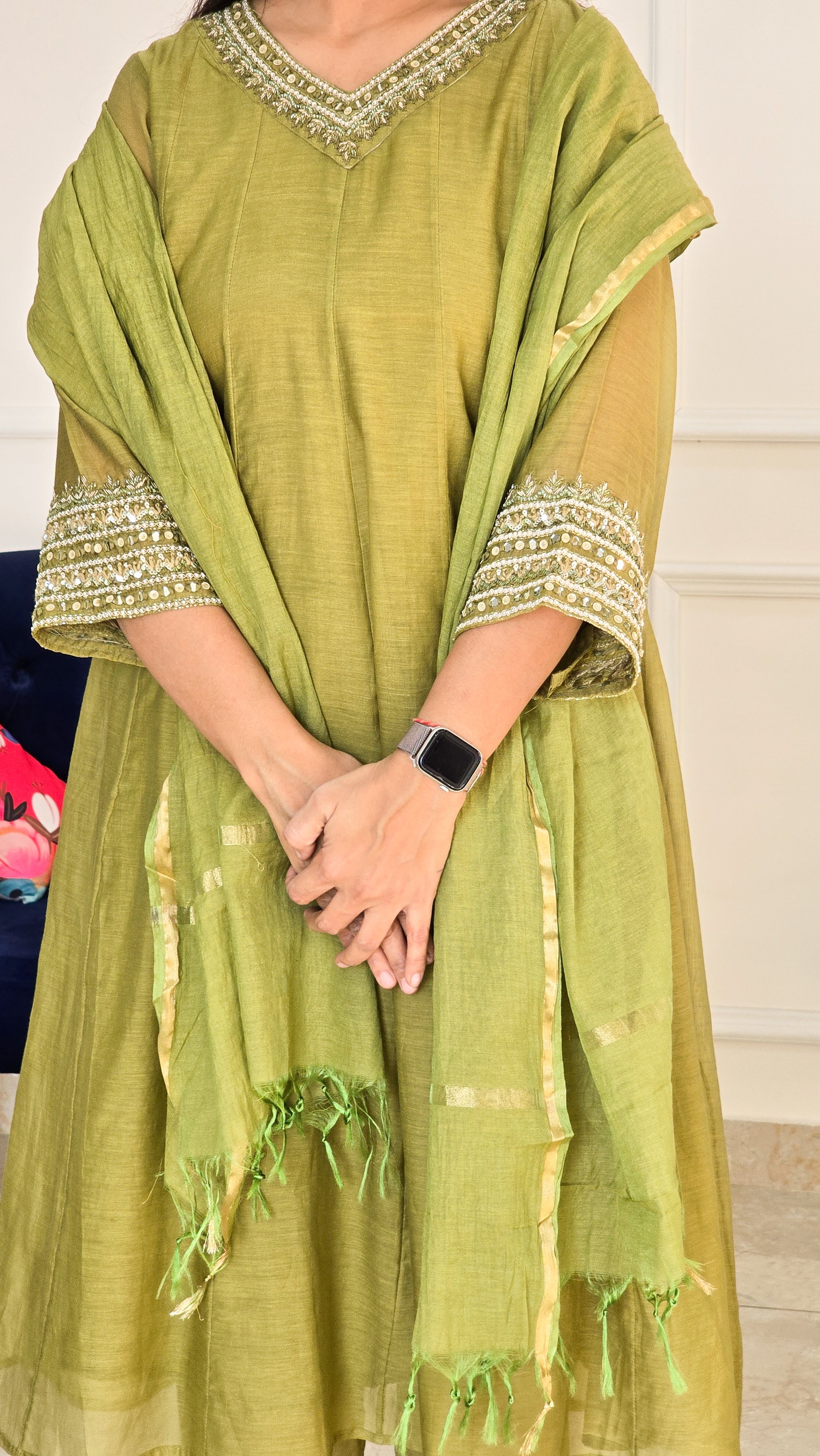 Sage Green Anarkali Suit - View 7 - PinkTree by Shrutika