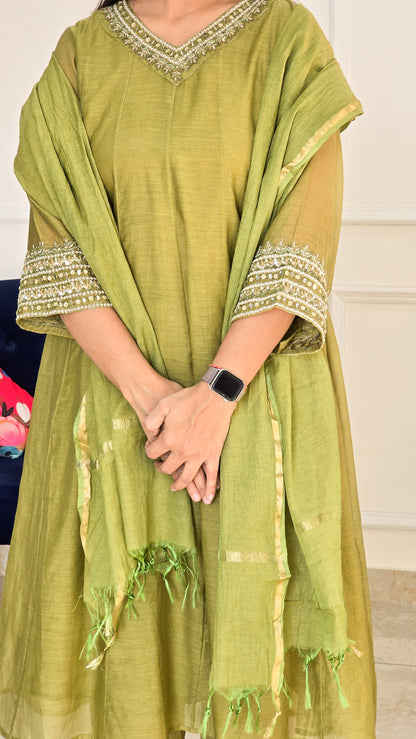Sage Green Anarkali Suit - View 7 - PinkTree by Shrutika