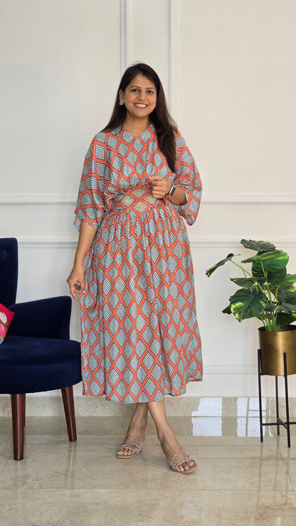 Orange Geometric Kaftan