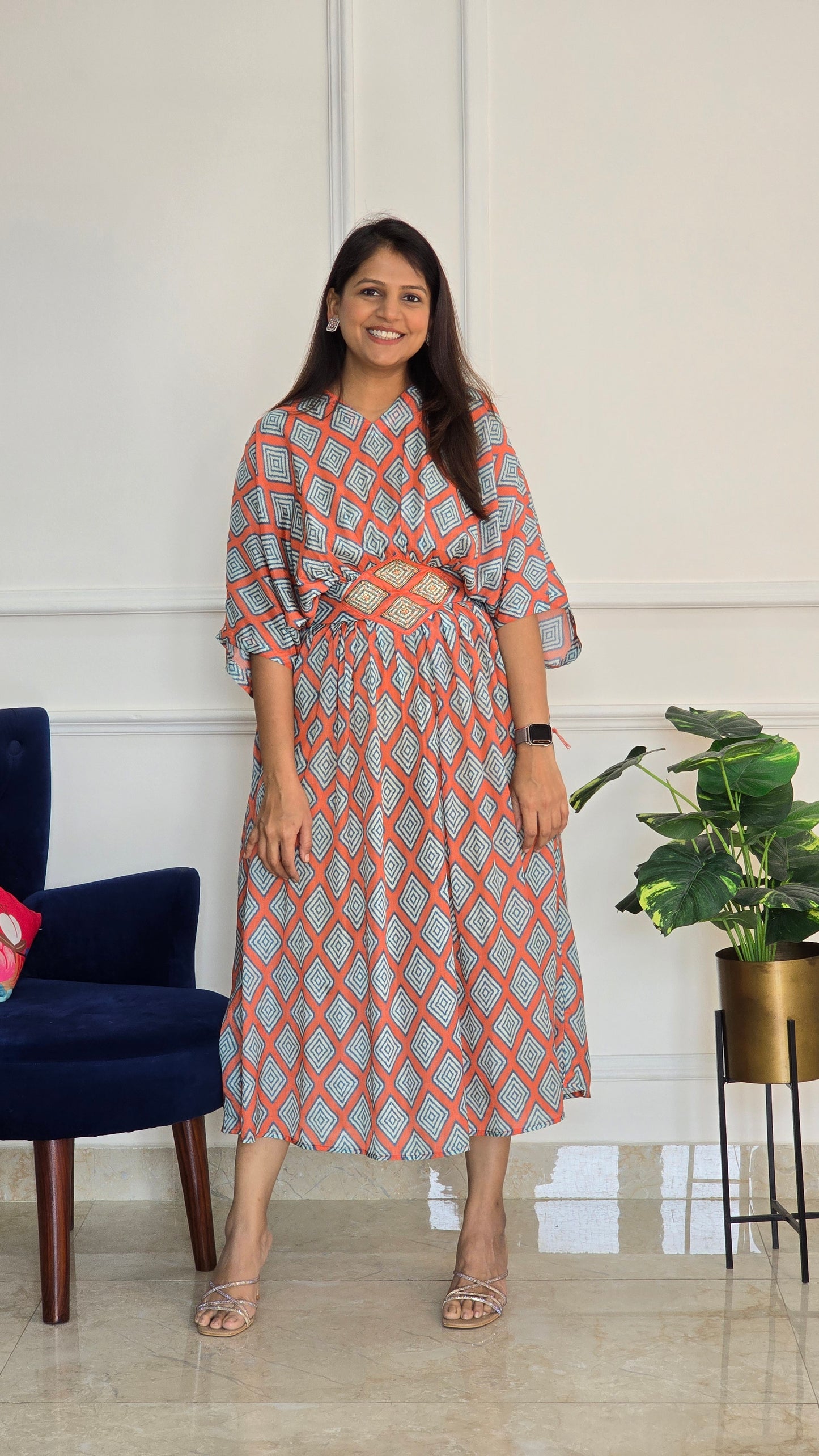 Orange Geometric Kaftan