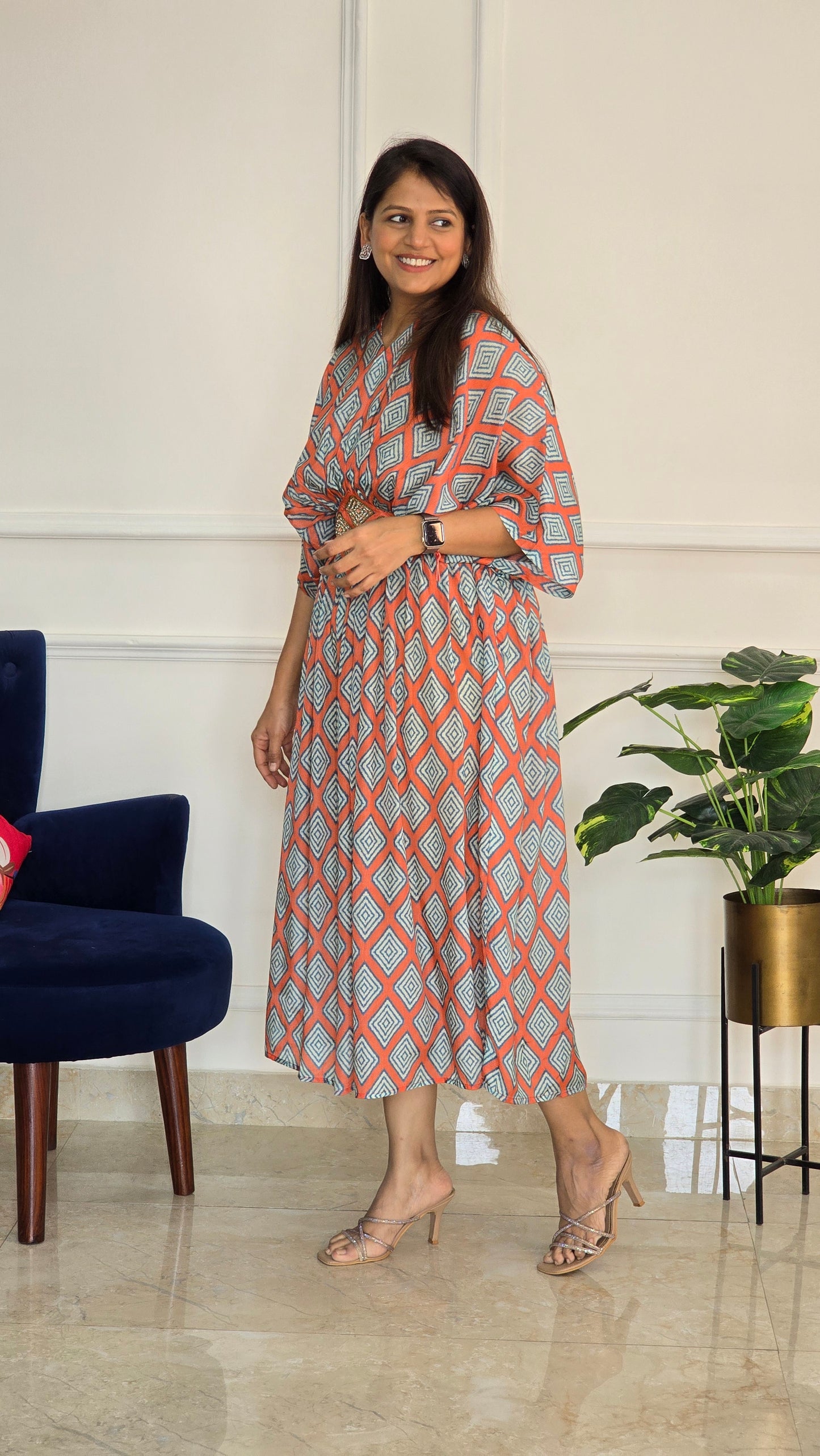 Orange Geometric Kaftan