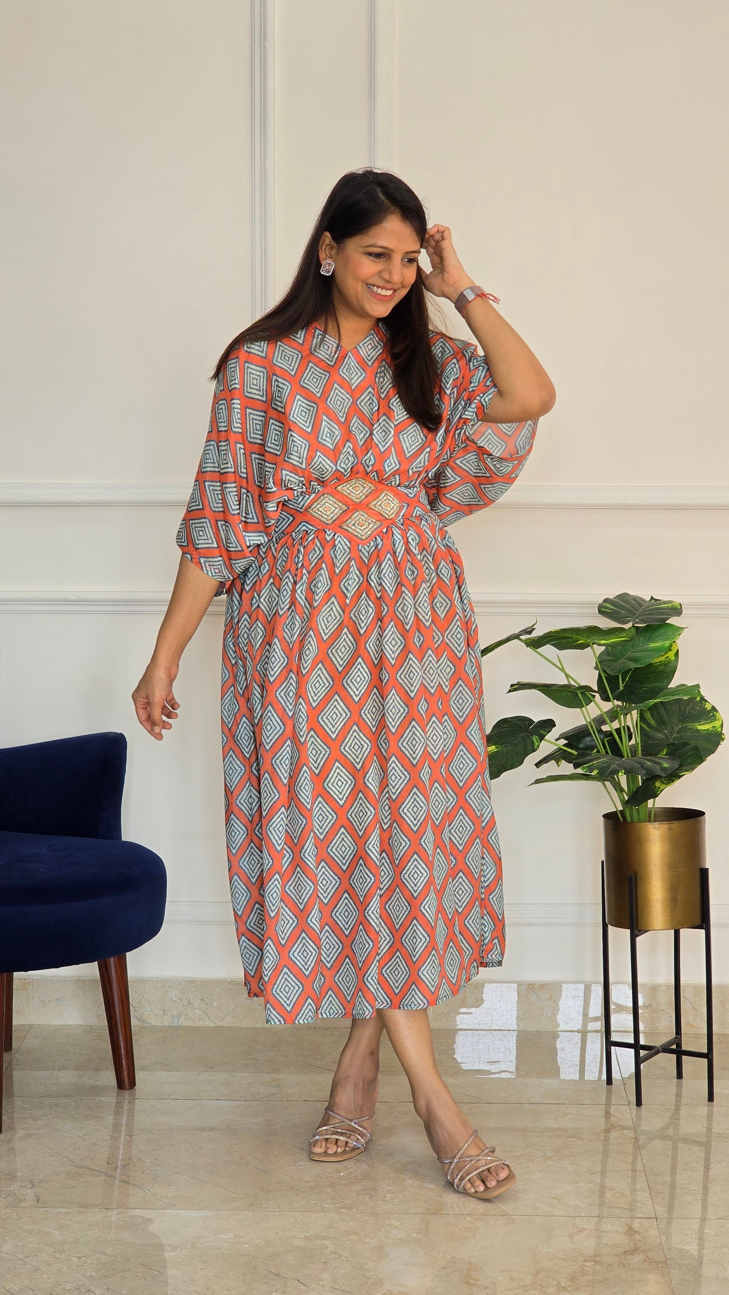 Orange Geometric Kaftan