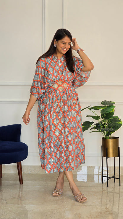 Orange Geometric Kaftan