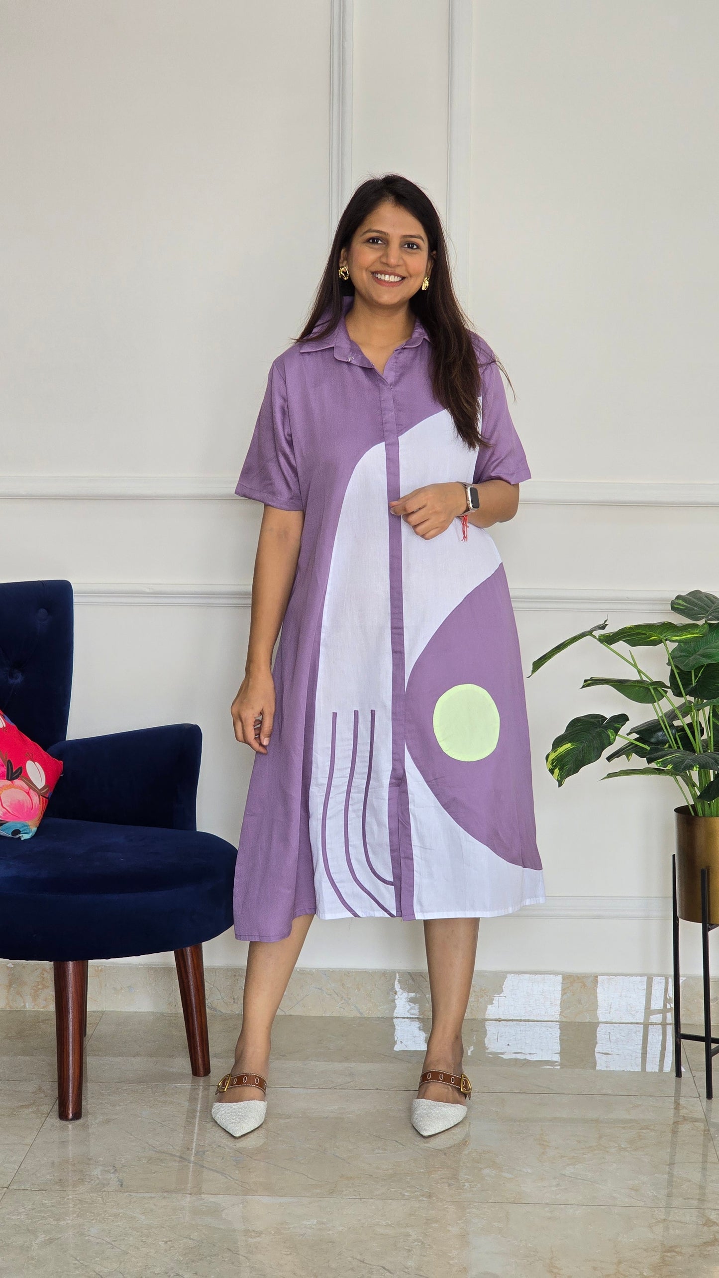 Lilac Tunic With White Detailing