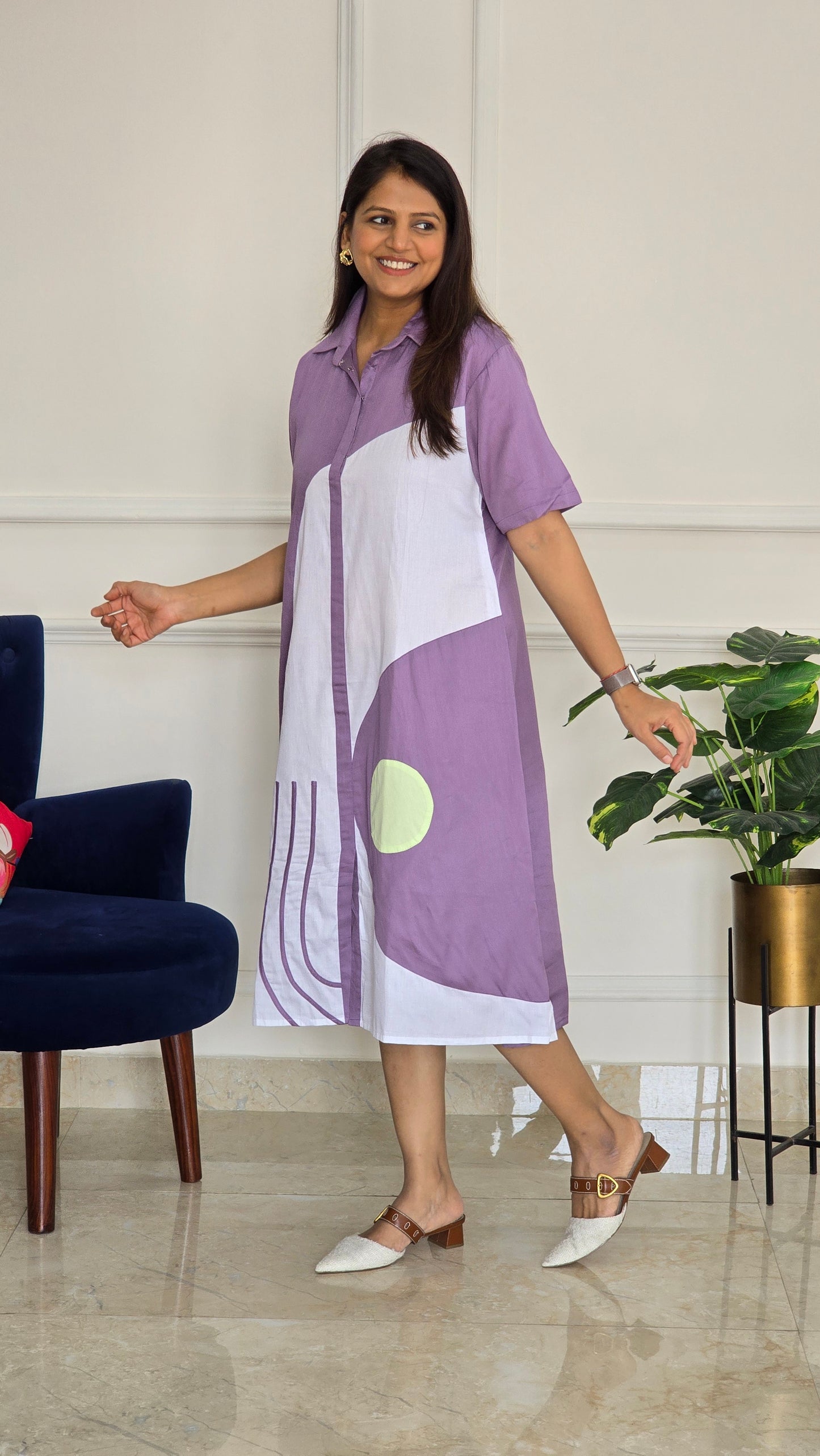 Lilac Tunic With White Detailing