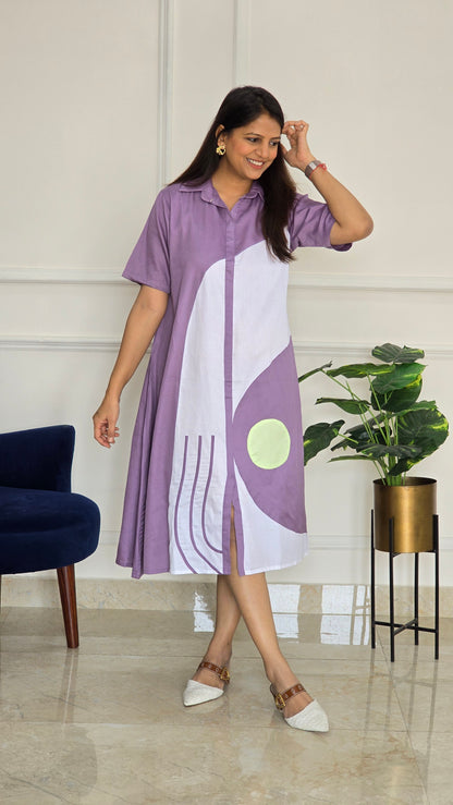 Lilac Tunic With White Detailing