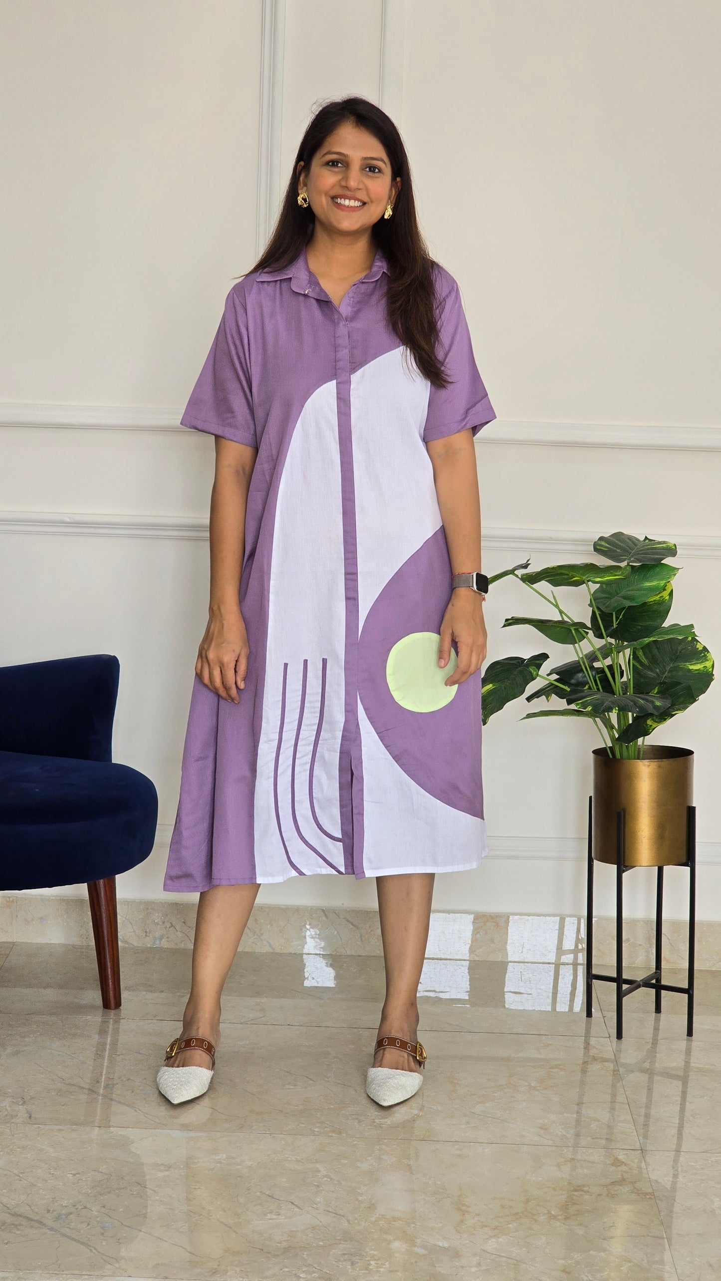 Lilac Tunic With White Detailing