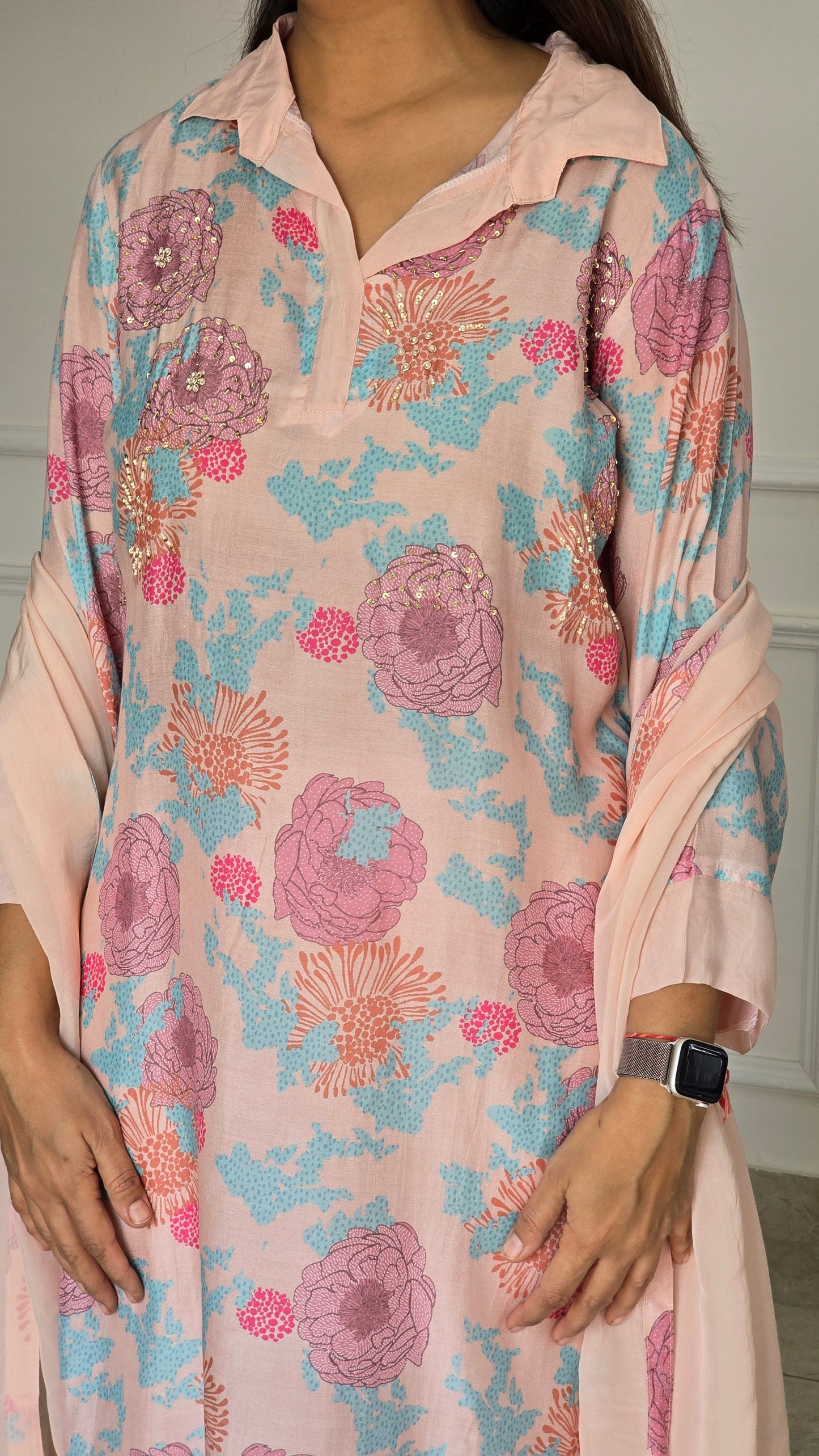 Floral Muslin Kurta Set