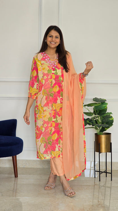 Blooming Bliss Silk Suit Set