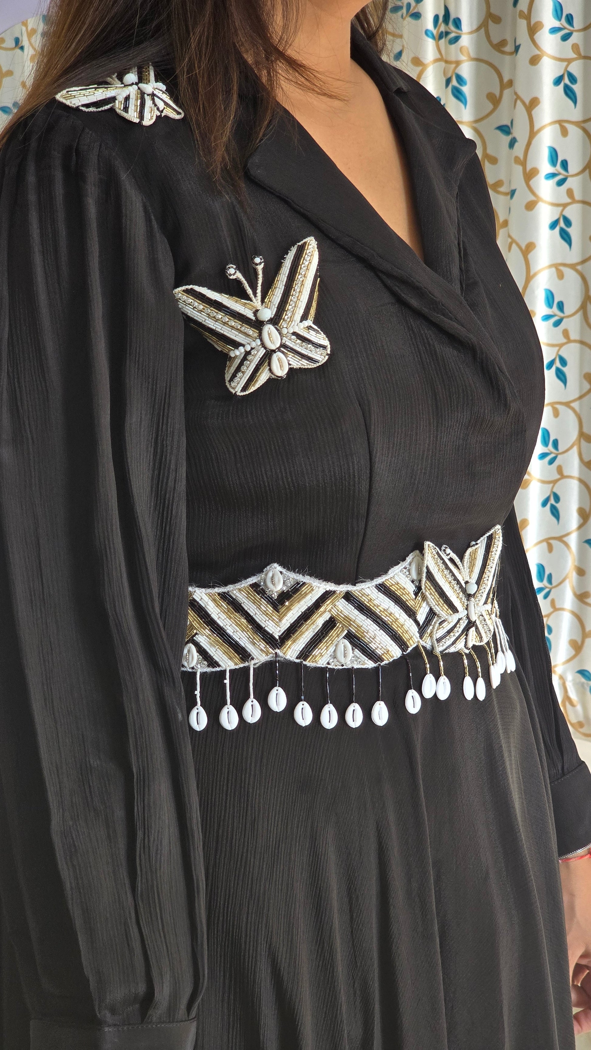 Black Asymmetric Top and Pants - View 5 - PinkTree by Shrutika