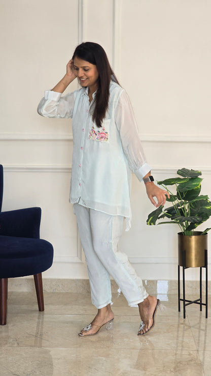 Aqua Blue Crepe Co-ord Set