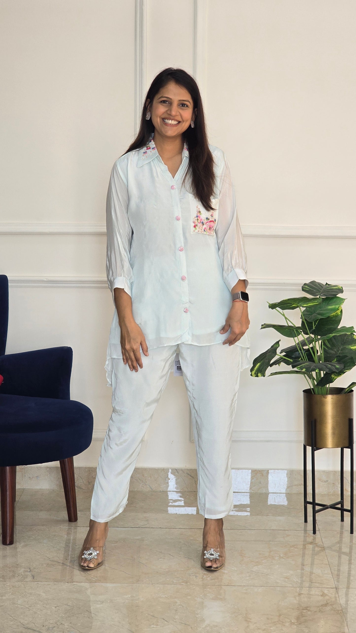 Aqua Blue Crepe Co-ord Set