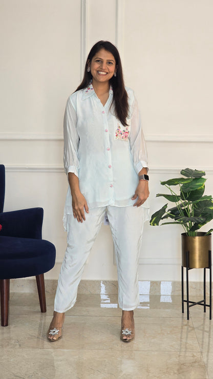 Aqua Blue Crepe Co-ord Set