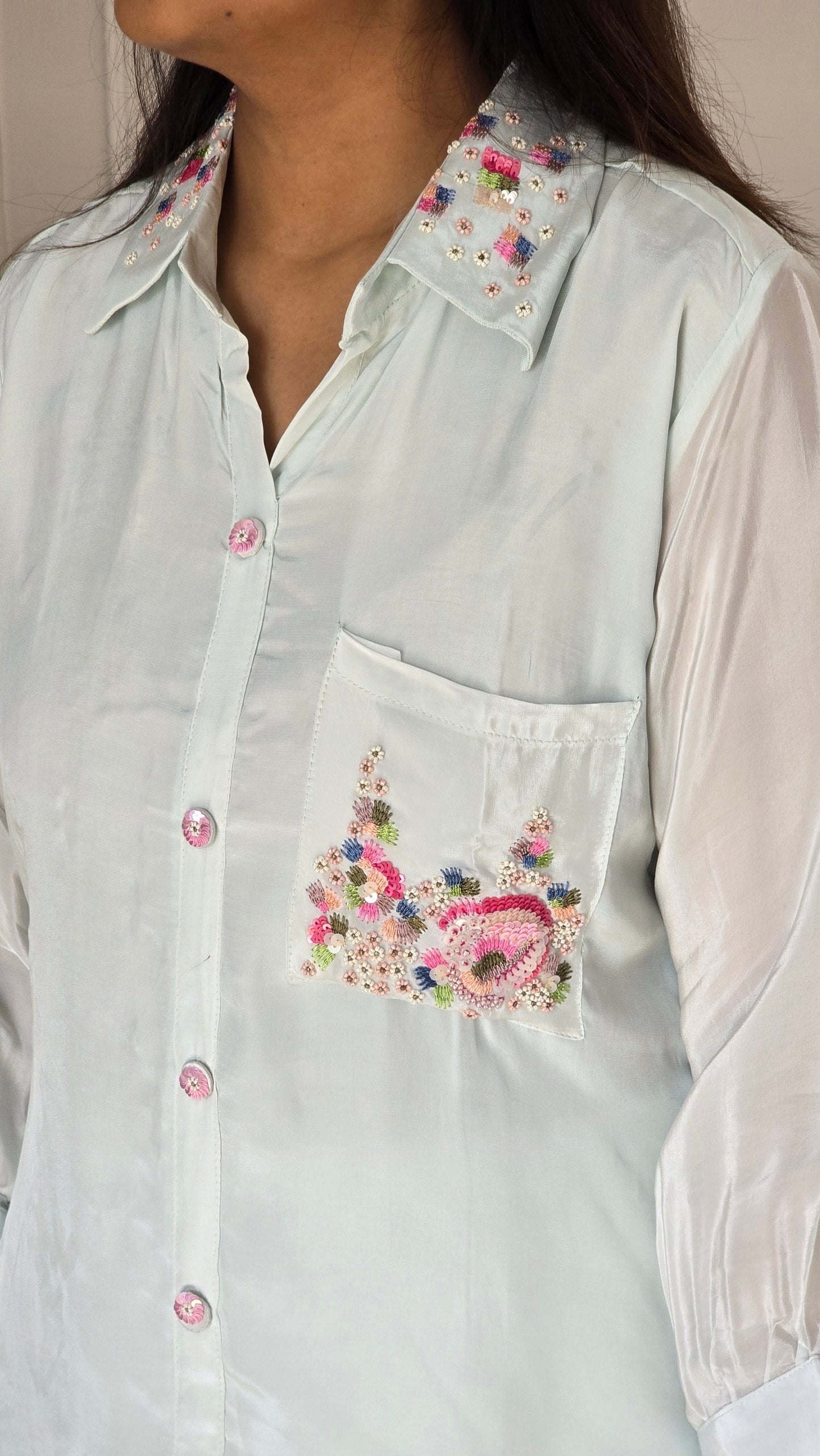 Aqua Blue Crepe Co-ord Set