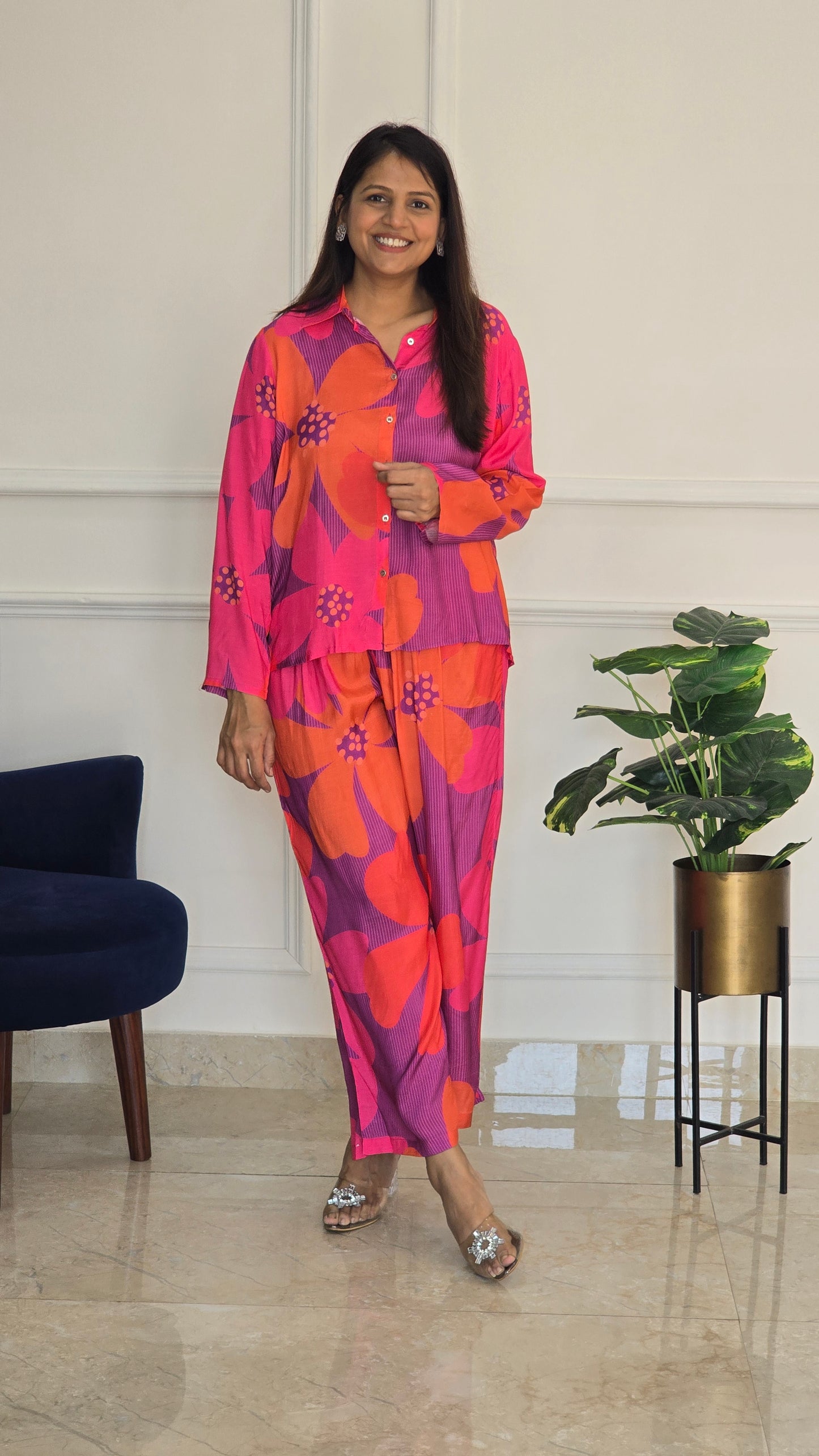 Purple Muslin Co-ord Set