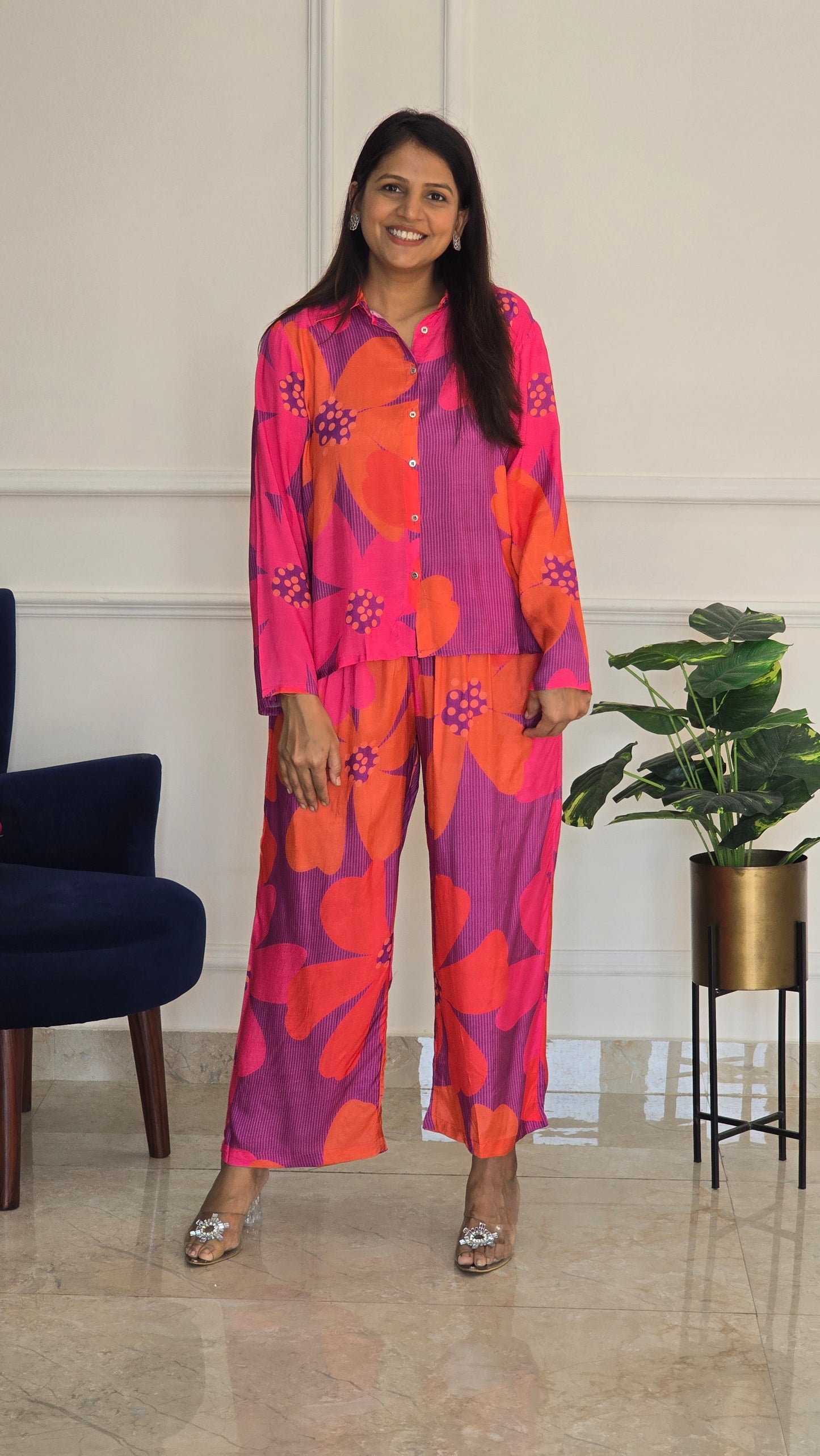 Purple Muslin Co-ord Set