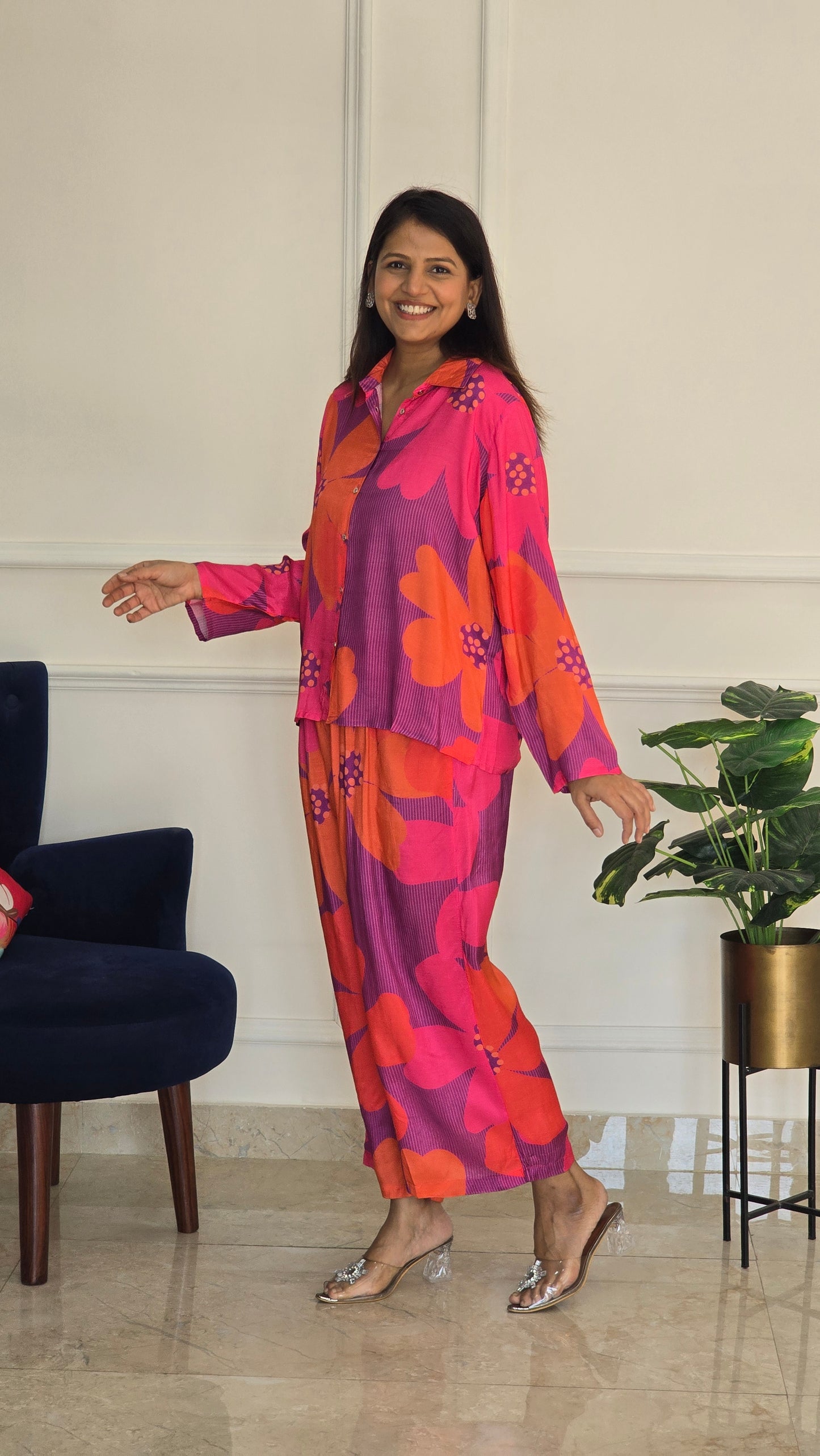 Purple Muslin Co-ord Set