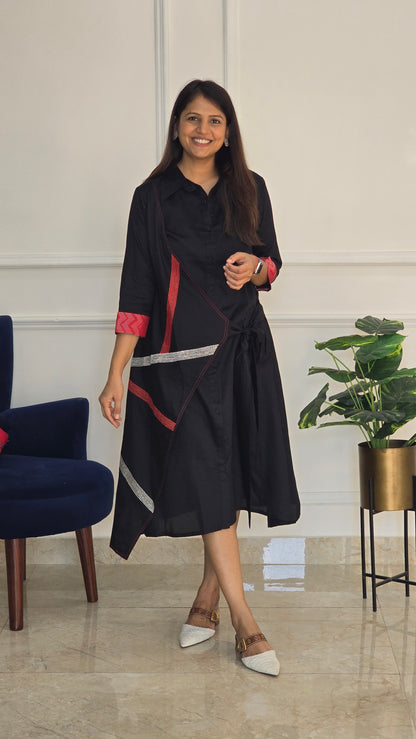 Black Dress With Overlap Tye