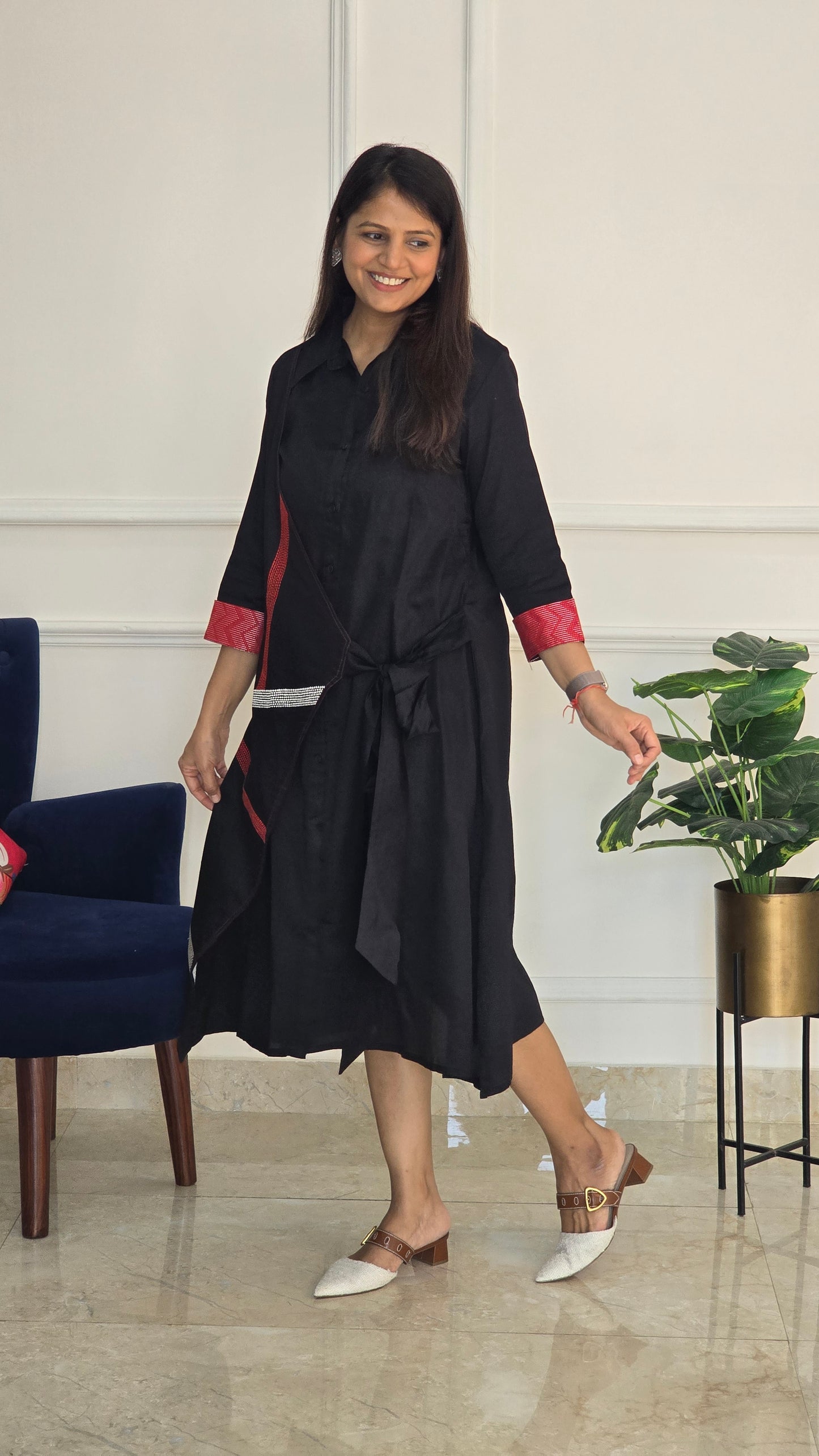 Black Dress With Overlap Tye