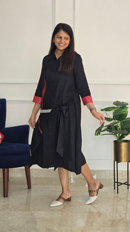 Black Dress With Overlap Tye