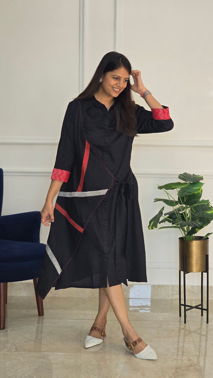 Black Dress With Overlap Tye