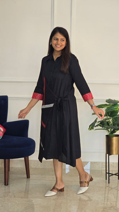 Black Dress With Overlap Tye