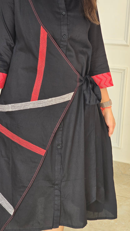 Black Dress With Overlap Tye