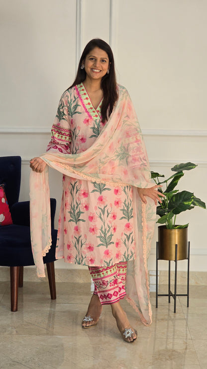 Peach Garden Luxe Cotton Kurta and Pants Set