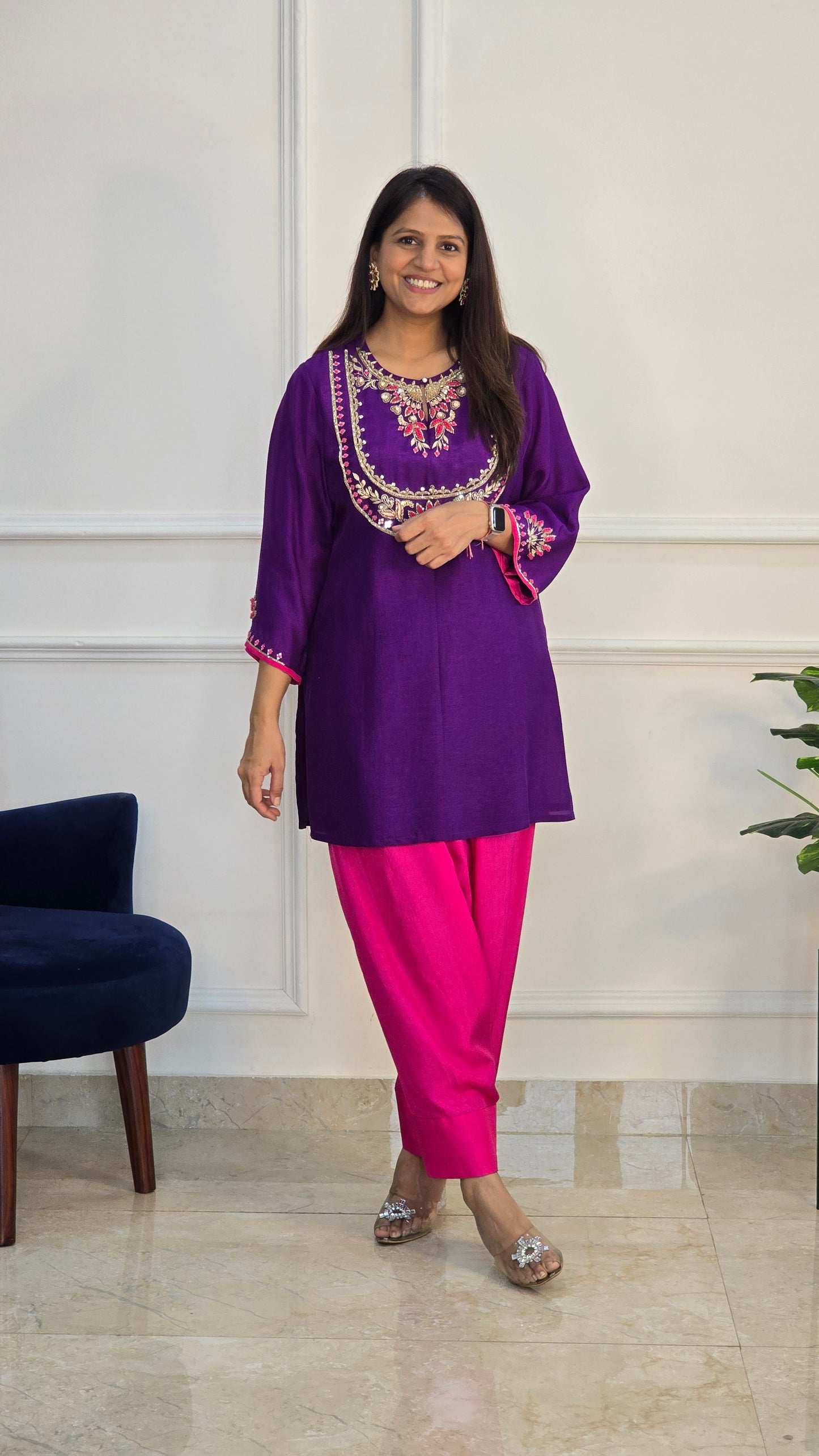 Purple Farshi Pants and Kurta Set