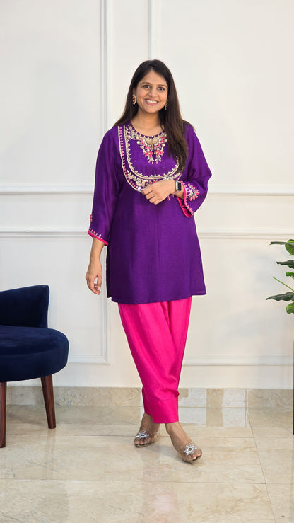 Purple Farshi Pants and Kurta Set