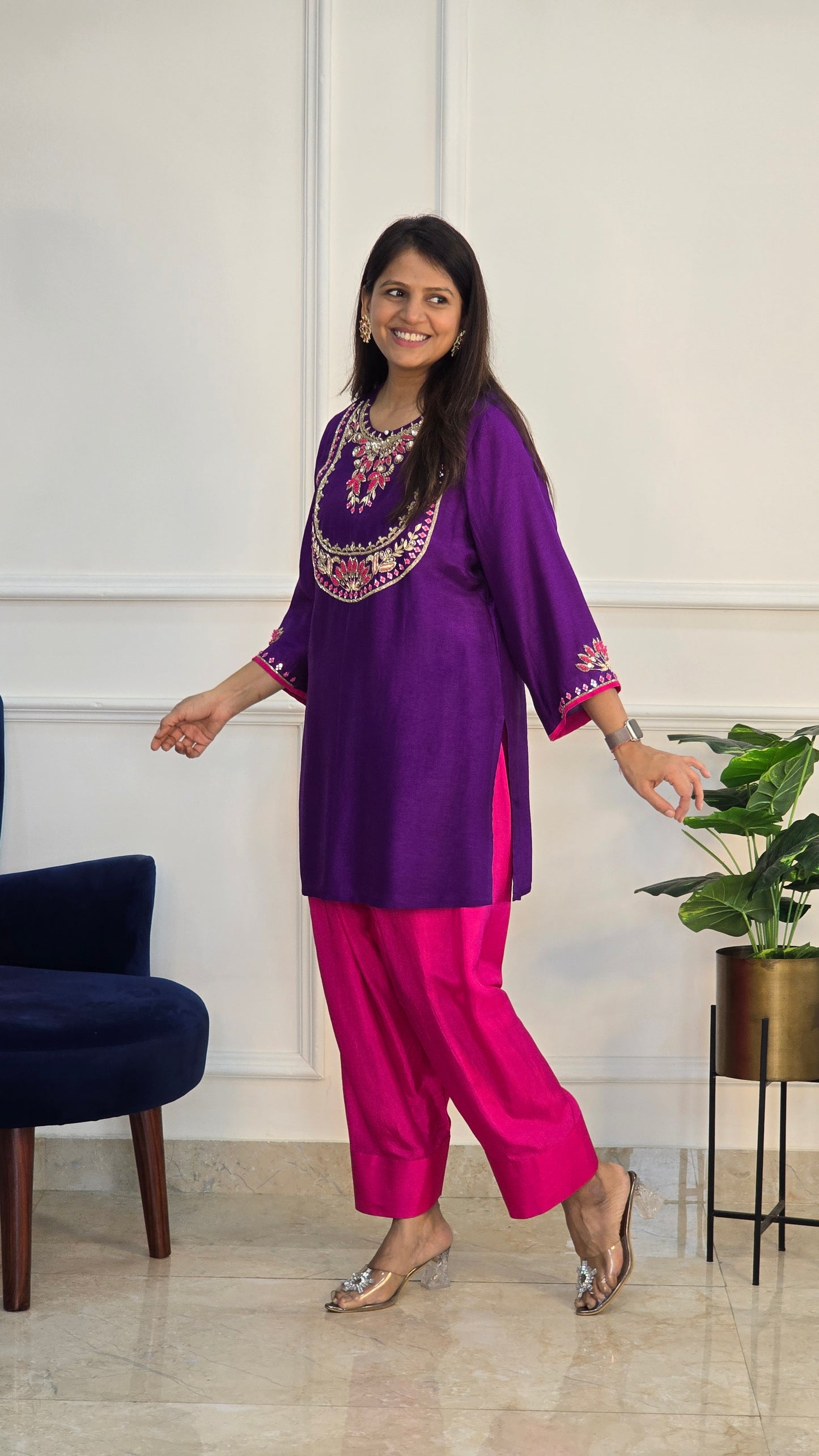 Purple Farshi Pants and Kurta Set