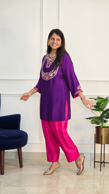 Purple Farshi Pants and Kurta Set