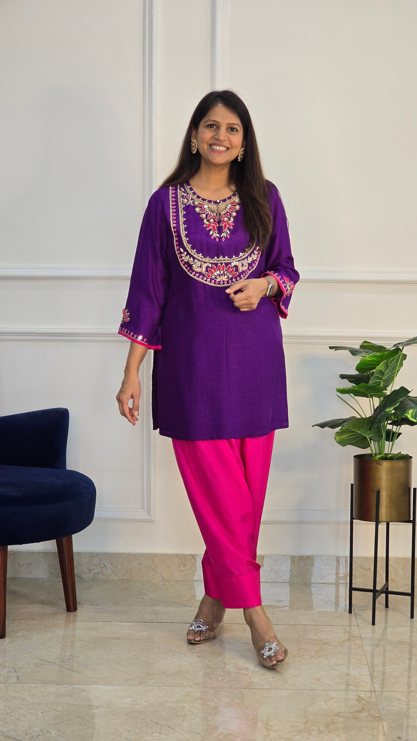 Purple Farshi Pants and Kurta Set