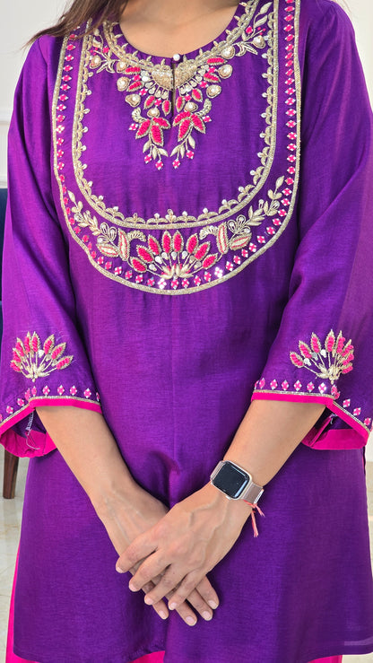 Purple Farshi Pants and Kurta Set