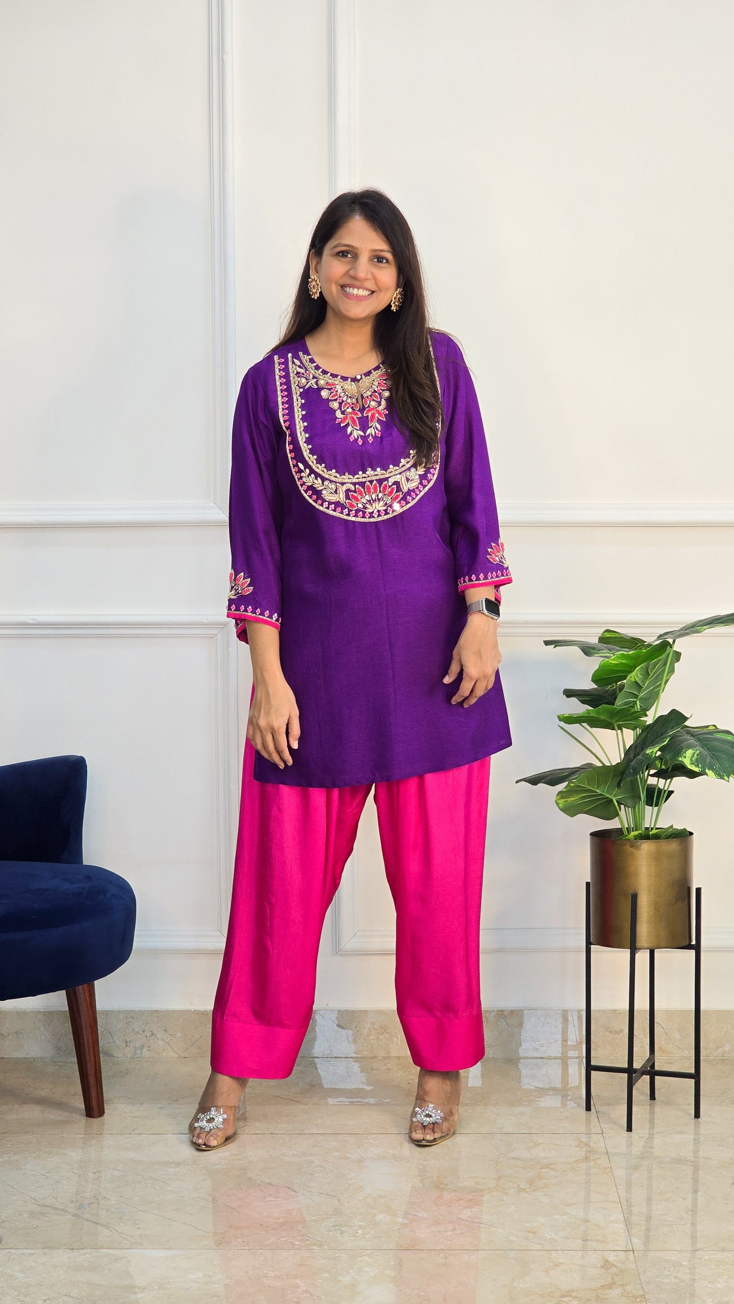 Purple Farshi Pants and Kurta Set