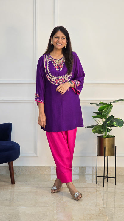 Purple Farshi Pants and Kurta Set
