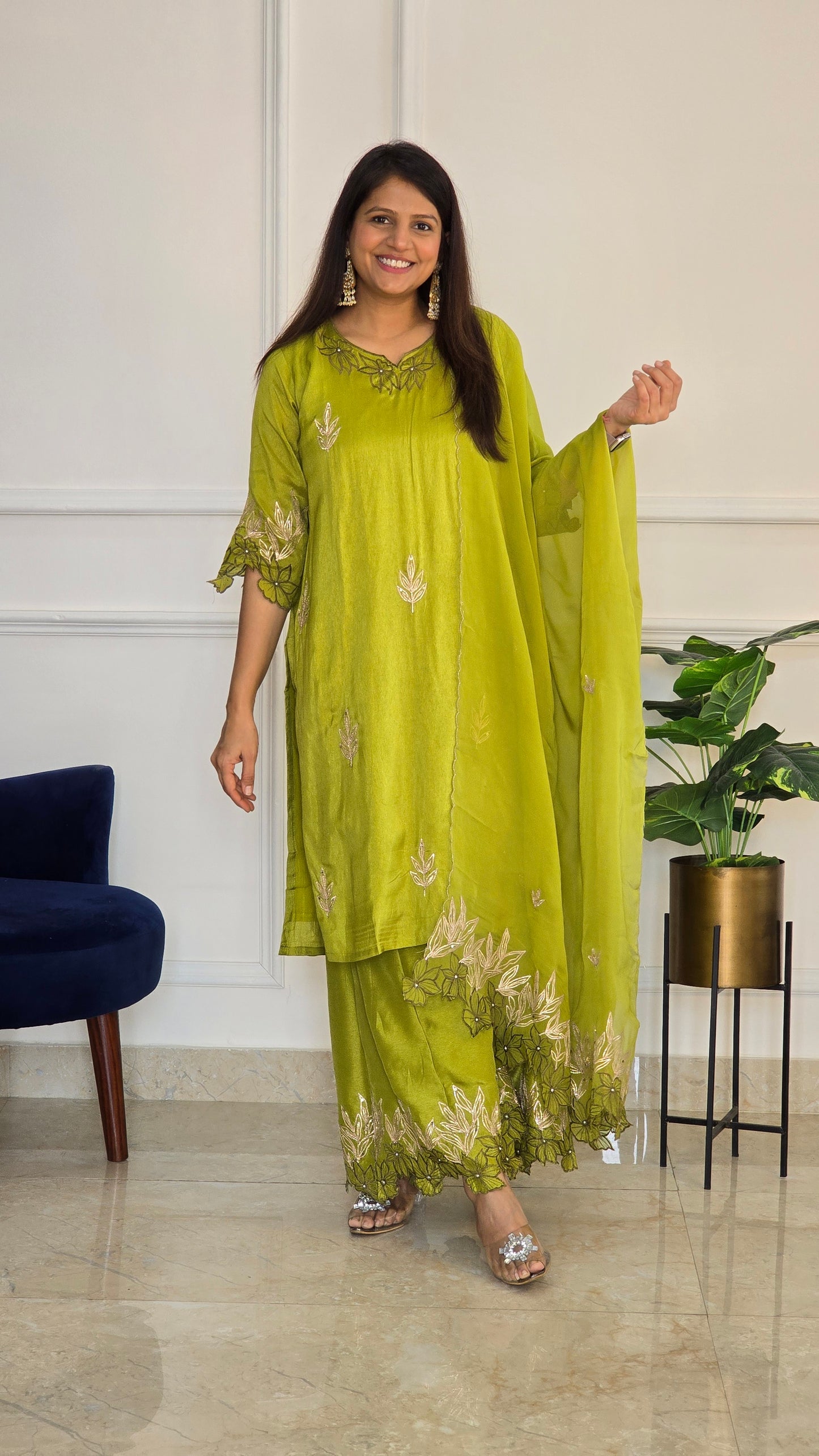 Mehendi Green Gota Glam Suit Set