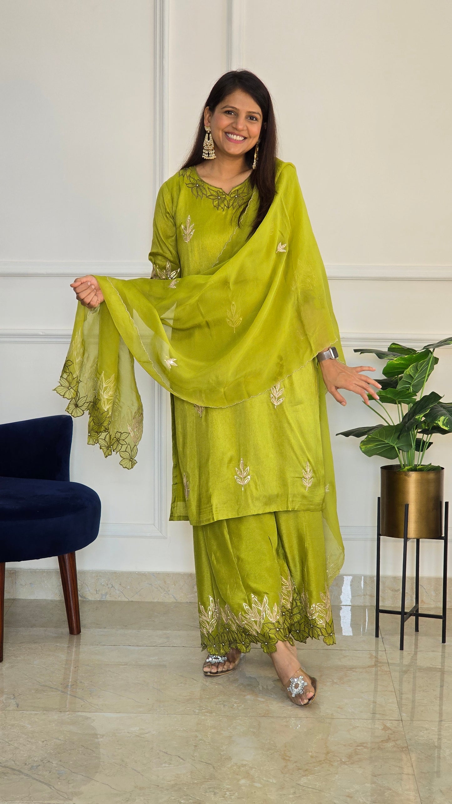 Mehendi Green Gota Glam Suit Set