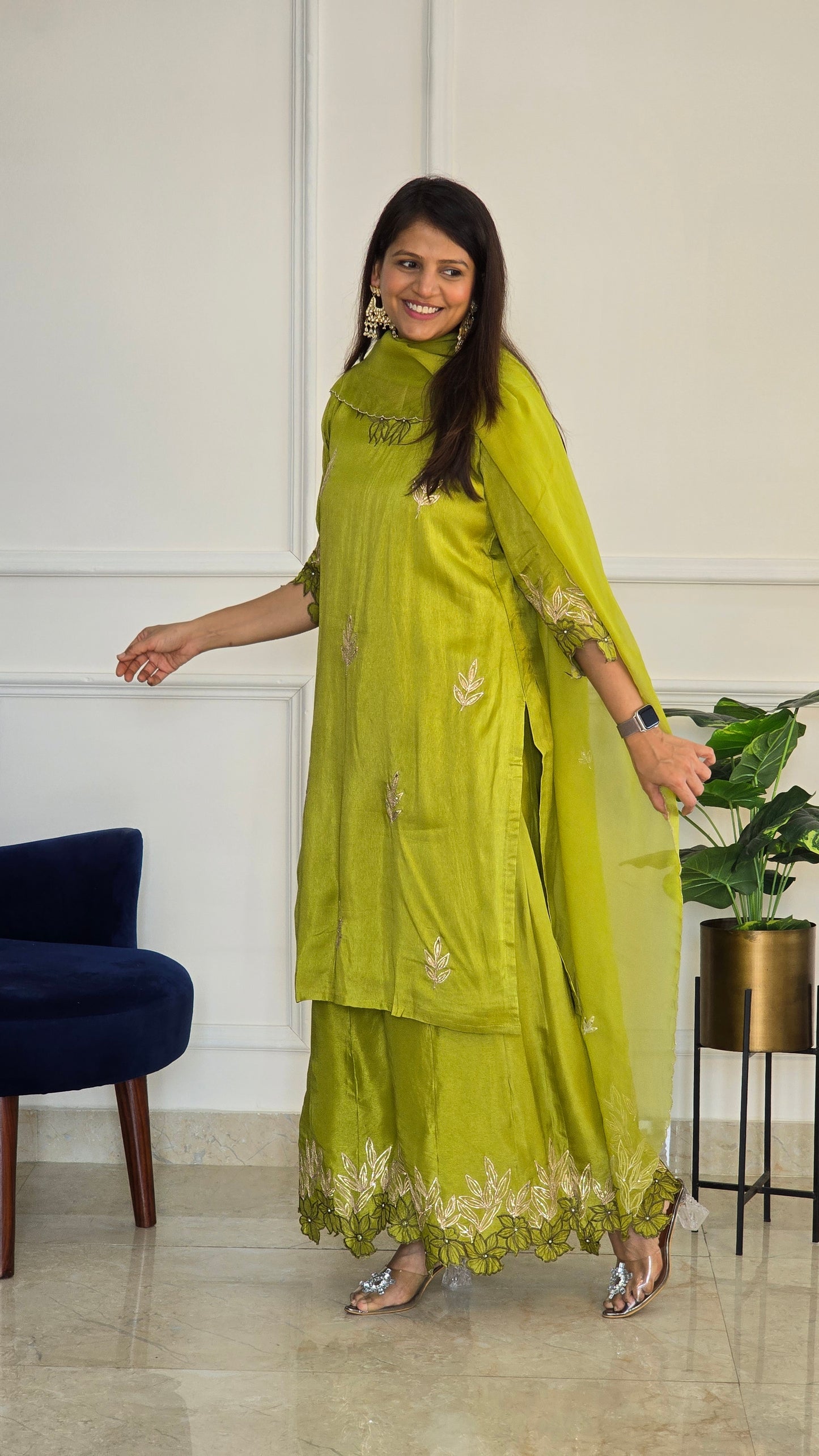 Mehendi Green Gota Glam Suit Set