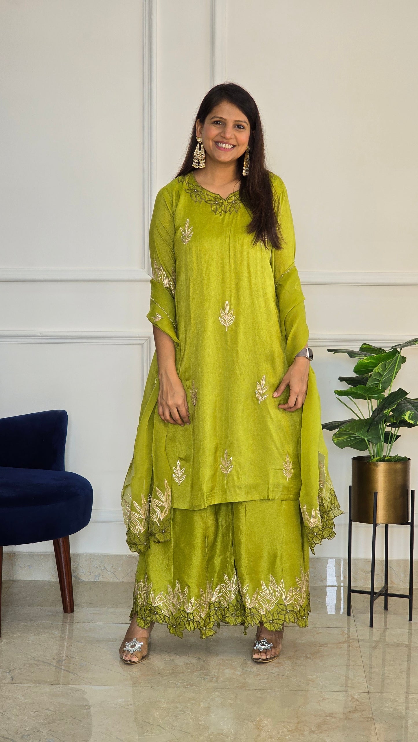 Mehendi Green Gota Glam Suit Set