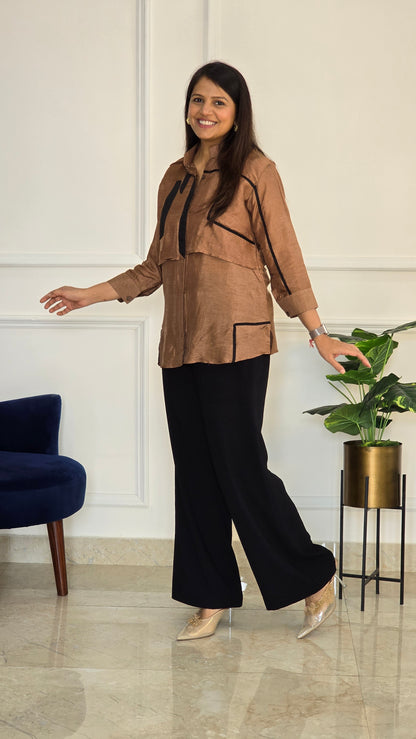 Brown Panelled Shirt