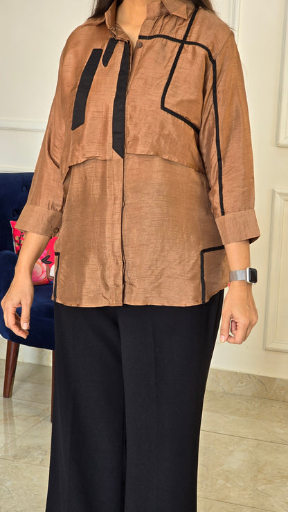 Brown Panelled Shirt